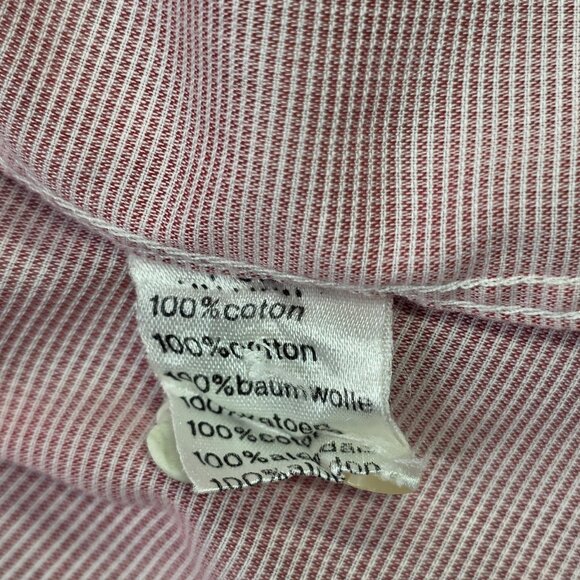 Lacoste Shirt Men 42 Large Red Micro Check Button Down Long Sleeve France Preppy - Picture 11 of 13